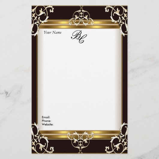 Stationery Elegant Goud Wit Zwart Elite Briefpapier (Voorkant)