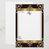 Stationery Elegant Goud Wit Zwart Elite Briefpapier (Voorkant / Achterkant)