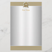 Stationery Elegant Goud Zilver Witte Parel Briefpapier (Voorkant)