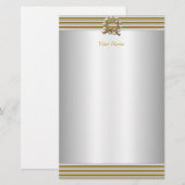 Stationery Elegant Goud Zilver Witte Parel Briefpapier (Voorkant / Achterkant)