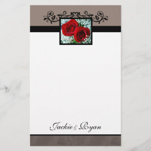 Stationery Formal Red Roses Heart Love Briefpapier