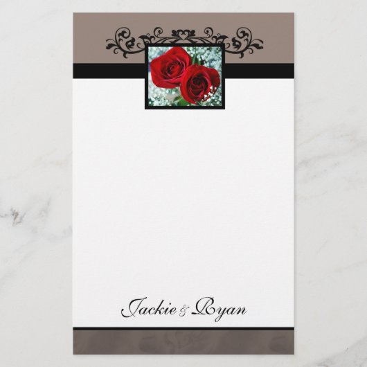 Stationery Formal Red Roses Heart Love Briefpapier (Voorkant)