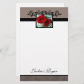 Stationery Formal Red Roses Heart Love Briefpapier (Voorkant / Achterkant)