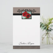 Stationery Formal Red Roses Heart Love Briefpapier (Staand voorkant)