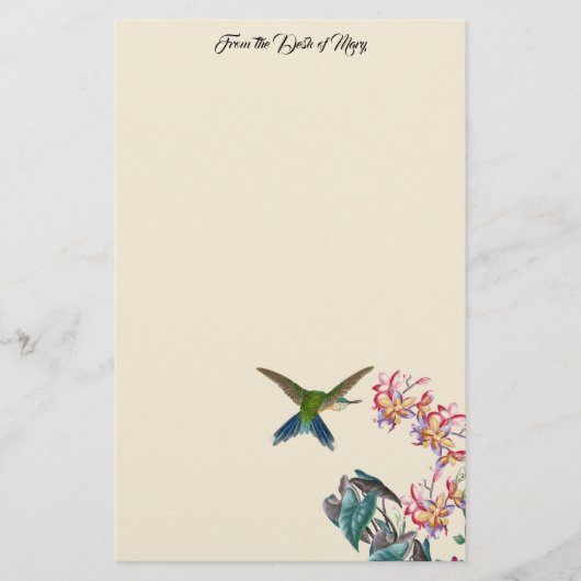 Stationery Hummingbird Birds Plumeria Flowers Briefpapier (Voorkant)