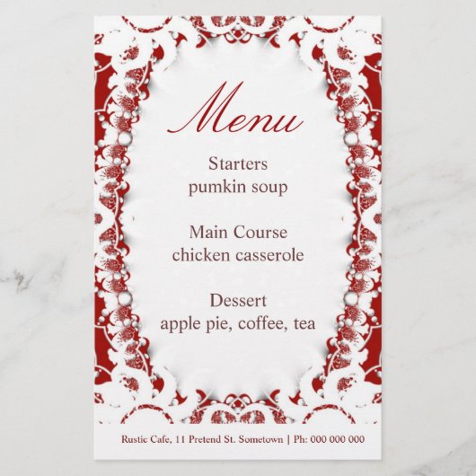Stationery in het menu Red Intrika (Voorkant)