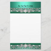 Stationery Jade Green Silver Diamond Afbeelding Briefpapier (Voorkant)