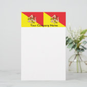 Stationery met de vlag van Sicilië, Italië Briefpapier (Staand voorkant)