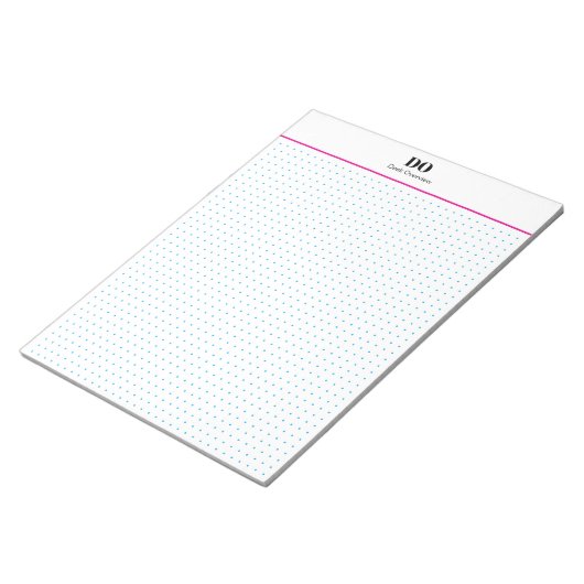 Stationery Monogram Initials Dot Grid Notepad Notitieblok (Schuin)