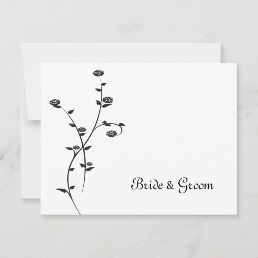 Stationery Note for Black and White Roses Wedding  Notitiekaartje (Voorkant)