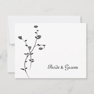 Stationery Note for Black and White Roses Wedding  Notitiekaartje