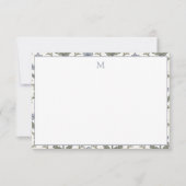 Stationery Note Kaarten Blauw & Groen Bloempatroon Notitiekaartje (Voorkant)