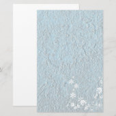 Stationery Old Paper Blauw Wit Bloem Briefpapier (Voorkant / Achterkant)