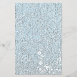 Stationery Old Paper Blauw Wit Bloem Briefpapier