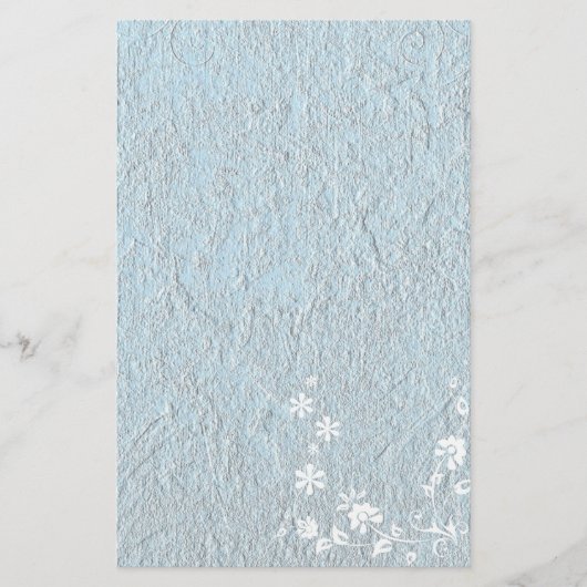 Stationery Old Paper Blauw Wit Bloem Briefpapier (Voorkant)