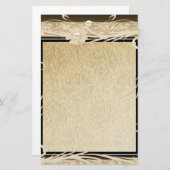Stationery Old Paper Gold Black Floral Briefpapier (Voorkant / Achterkant)