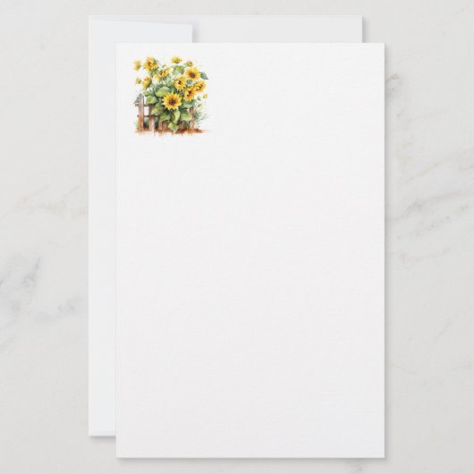 Stationery Paper-Sunflowers Briefpapier (Voorkant)