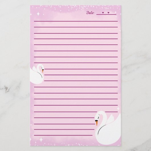 Stationery paper Swan delicate  Briefpapier (Voorkant)