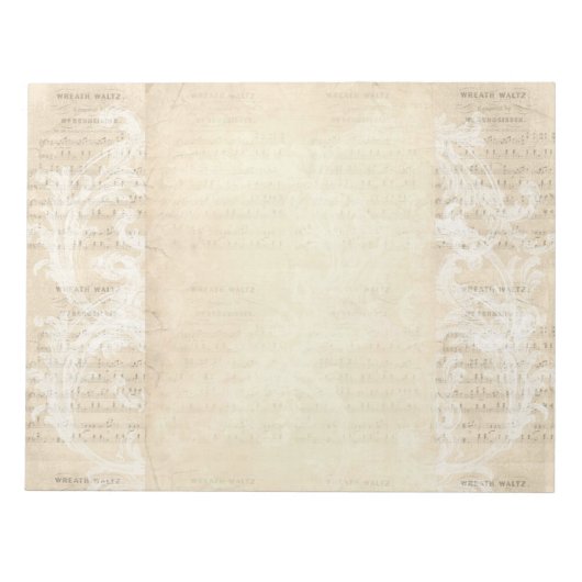 Stationery Paper Vintage Music Sheet Cream Blush Notitieblok (Voorkant)