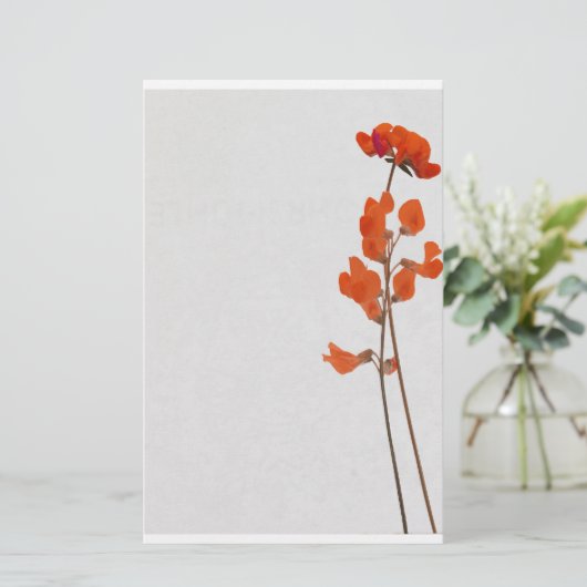 Stationery red flowers briefpapier (Staand voorkant)