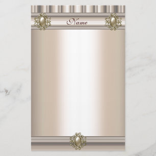 Stationery Silk beige Pearl Jewel Briefpapier
