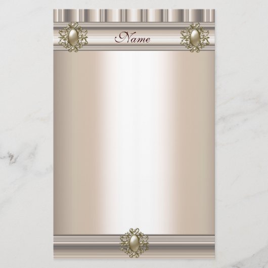 Stationery Silk beige Pearl Jewel Briefpapier (Voorkant)