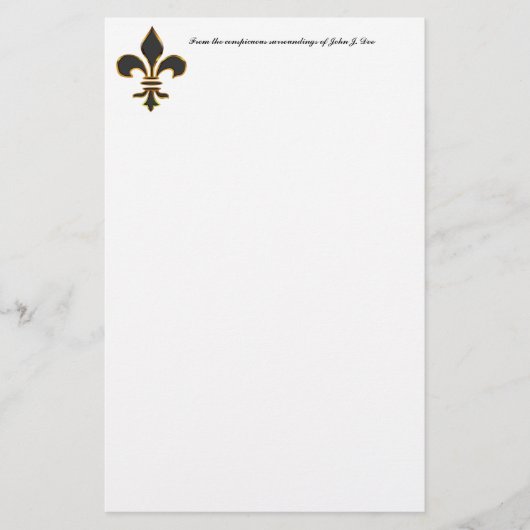 Stationery van Black and Gold Fleur-de-Lis Briefpapier (Voorkant)