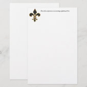 Stationery van Black and Gold Fleur-de-Lis Briefpapier (Voorkant / Achterkant)