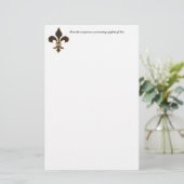 Stationery van Black and Gold Fleur-de-Lis Briefpapier (Staand voorkant)