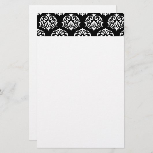 Stationery van Black and White Damask Pattern Briefpapier (Voorkant / Achterkant)