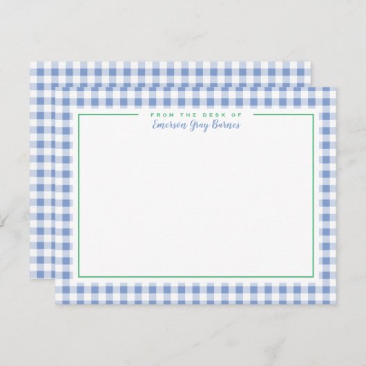 Stationery van het Franse Blauwe Groen Accent Ging Bedankkaart (Voorkant / Achterkant)