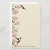 Stationery van Hummingvogels en Honeysuckle Flower Briefpapier (Voorkant / Achterkant)
