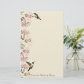 Stationery van Hummingvogels en Honeysuckle Flower Briefpapier (Staand voorkant)