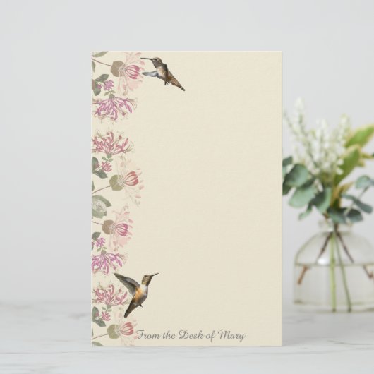 Stationery van Hummingvogels en Honeysuckle Flower Briefpapier (Staand voorkant)