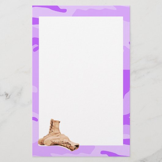 Stationery van Paarse Camo en Combat Boots Briefpapier (Voorkant)