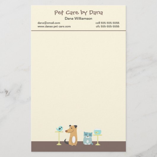 Stationery van Pet Sitter Briefpapier (Voorkant)