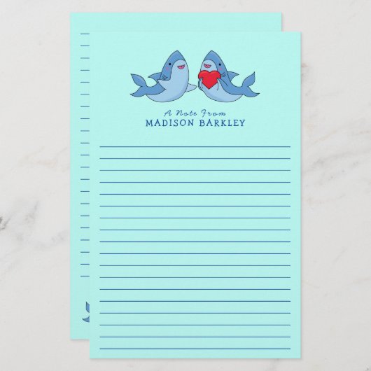 Stationery van Shark Kind Briefpapier (Voorkant / Achterkant)