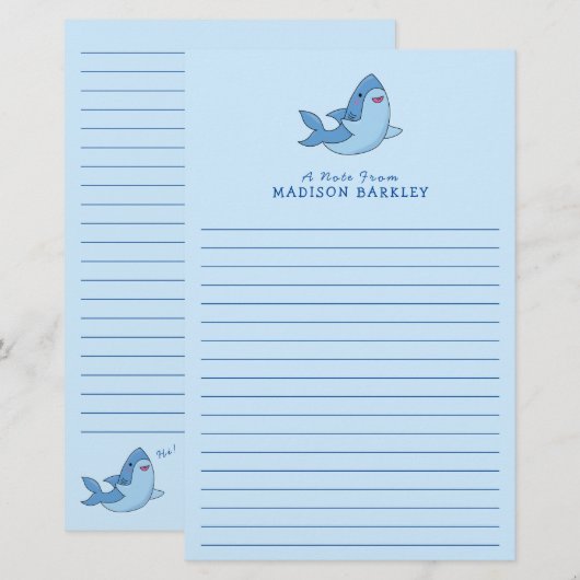 Stationery van Shark Kind Briefpapier (Voorkant / Achterkant)