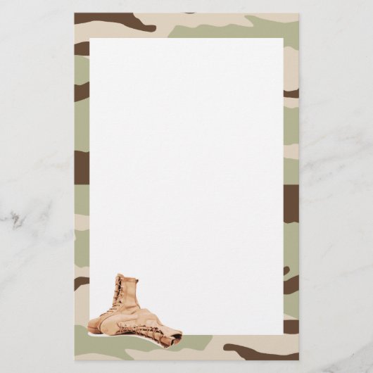 Stationery van woestijn Camo en Combat Boots Briefpapier (Voorkant)