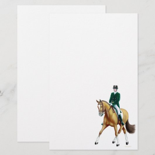 Stationery voor Half Pass Bay Dressage Horse Briefpapier (Voorkant / Achterkant)