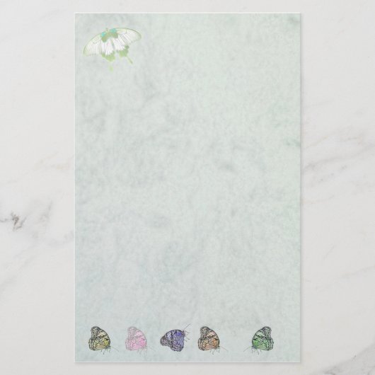stationery white with butterflies briefpapier (Voorkant)