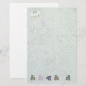 stationery white with butterflies briefpapier (Voorkant / Achterkant)