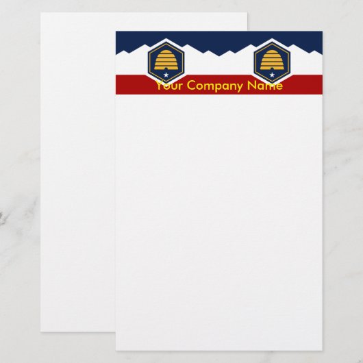 Stationery with Flag of Utah, USA Briefpapier (Voorkant / Achterkant)