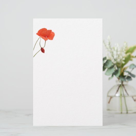 Stationery with two poppies briefpapier (Staand voorkant)