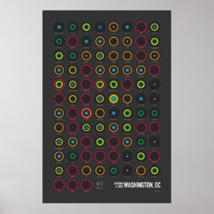 Stations en lijnen: Washington, DC (Donker) Poster