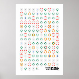 Stations & Lijnen: Boston (Licht) Poster