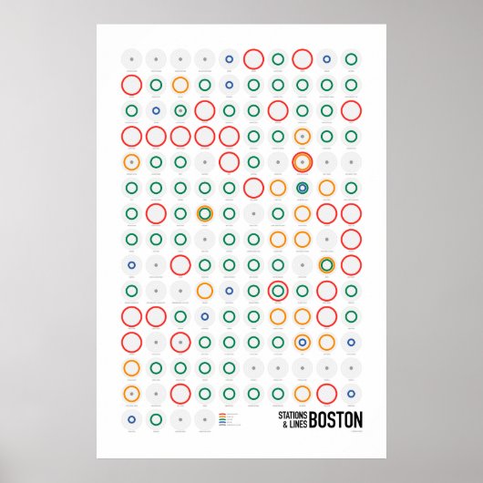 Stations & Lijnen: Boston (Licht) Poster (Voorkant)