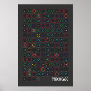 Stations & Lijnen: Chicago (Donker) Poster