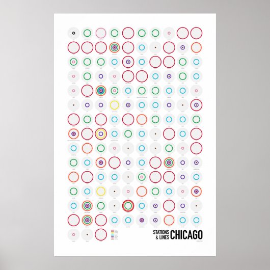 Stations & Lijnen: Chicago (Licht) Poster (Voorkant)