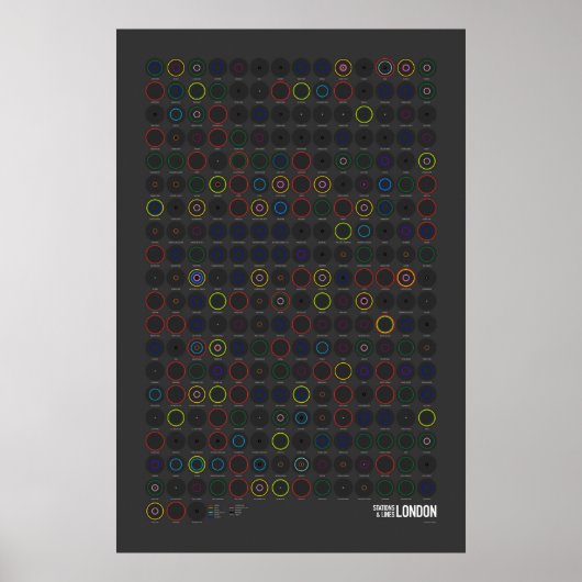 Stations & Lijnen: Londen (Donker) Poster (Voorkant)